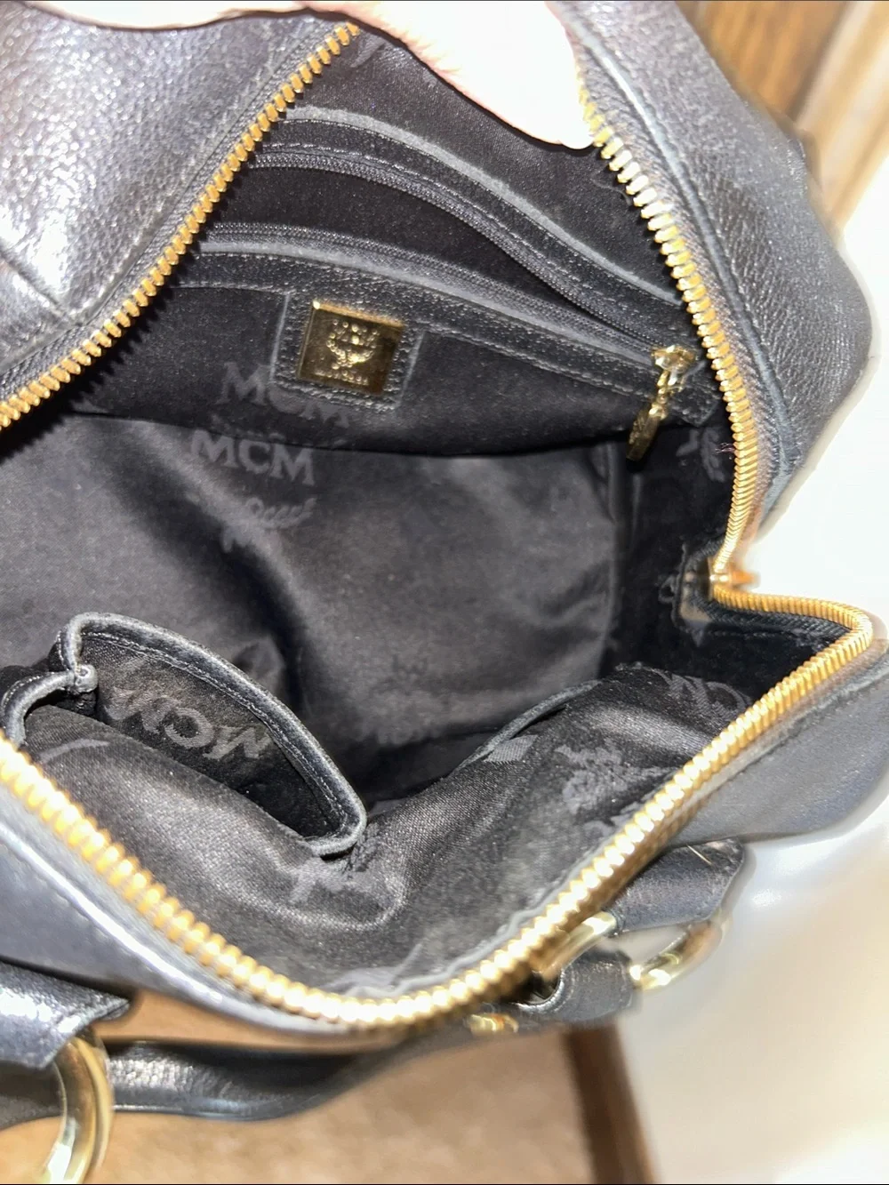 MCM Black Leather Mini Satchel with Gold Hardware - Picture 10 of 15